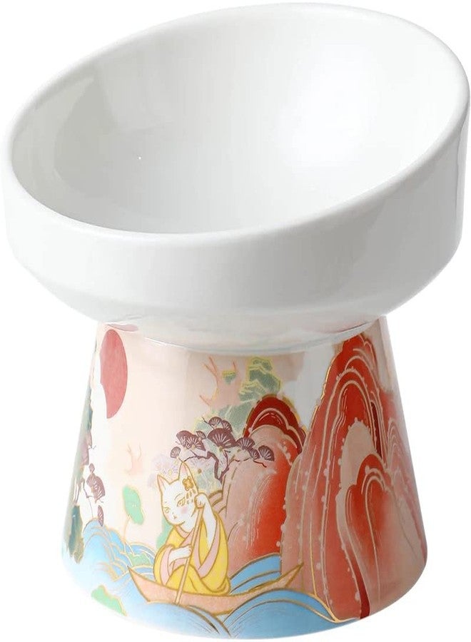 KUTKUT Ceramic Cat Food Bowl Elevated Bowl Protect Pets' spines and Neck | Anti Vomiting Porcelain Stress Free Tilted Bowl for Cats and Small Dogs, Dishwasher and Microwave Safe (Red) - Image 1